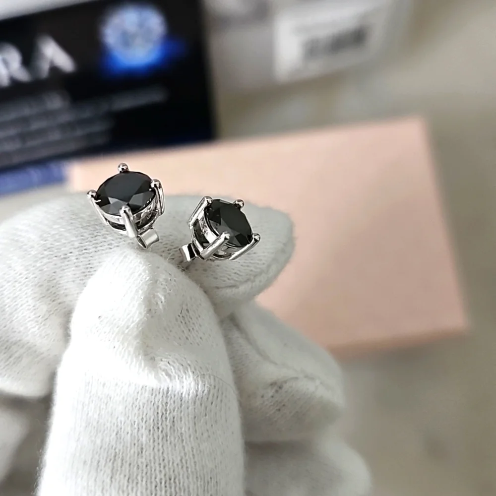 Moissanite Black Earrings - Picture 2 of 5
